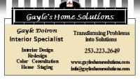Gayle's Home Solutions ~ Interior Specialist, Home Staging, Stager, Decorating, Decorator,Room Redesign, Getting Organized, Personal Shopper, Moving,  Downsizing, Holiday Decoration